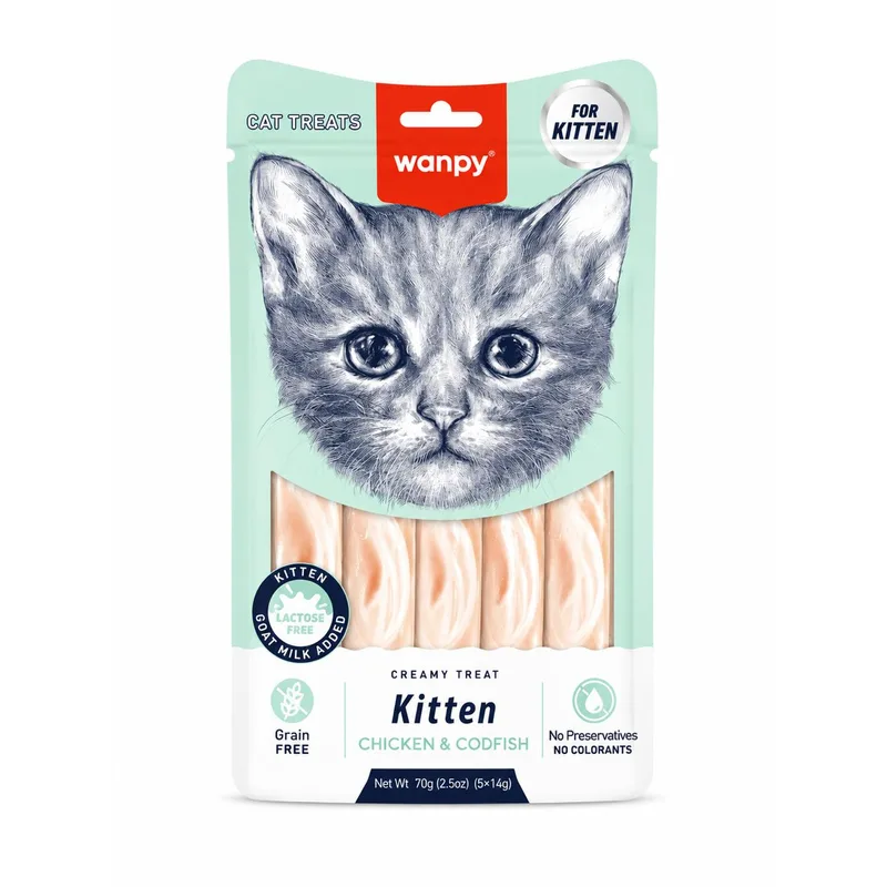 Wanpy - Creamy Treat - Kitten - Chicken & Codfish - 5 Pack