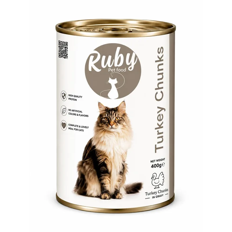 Ruby - Adult Cat - Turkey Chunks in Gravy - 400G