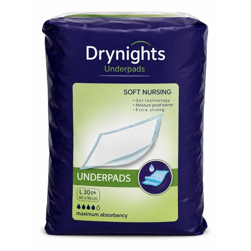 Drynights - Underpads - Gel Pads - Soft Nursing - Large 30 Pack (60x90)