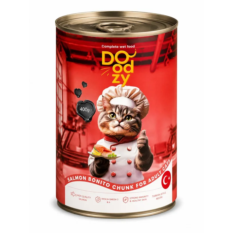 Doodzy - Salmon Chunks - Adult Cats - Complete Wet Food - 400 G (Turkey)